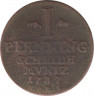 Монета. Эвер (Германия). 1 пфенниг 1737 год. рев.