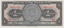 Банкнота. Мексика. 1 песо 1969 год. Тип 59k.