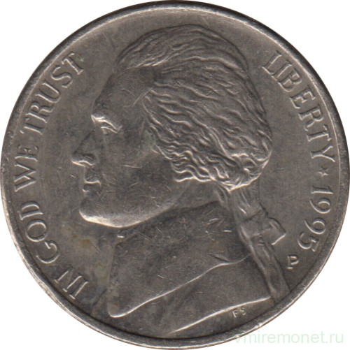 Монета. США. 5 центов 1995 год. Монетный двор P.