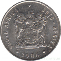 Монета. Южно-Африканская республика (ЮАР). 10 центов 1986 год.