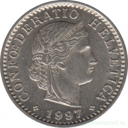 Монета. Швейцария. 20 раппенов 1997 год.
