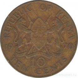 Монета. Кения. 10 центов 1970 год.