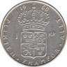 Монета. Швеция. 1 крона 1968 год. Серебро. ав.