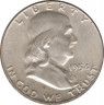 Монета. США. 50 центов 1954 год. Франклин. Монетный двор - Денвер (D). ав.