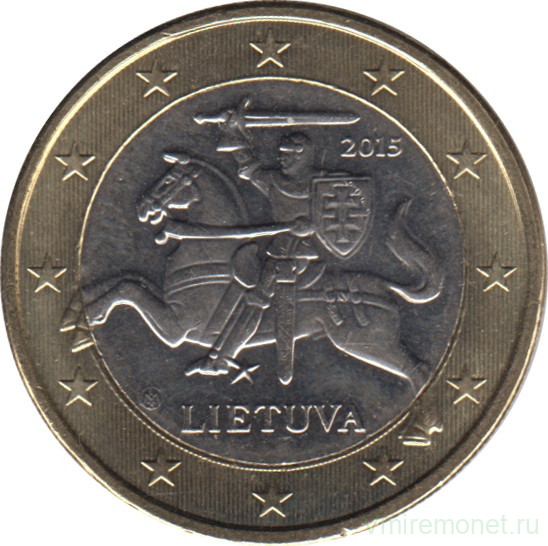 Монета. Литва. 1 евро 2015 год.