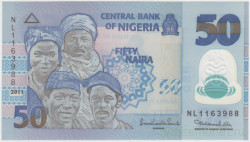 Банкнота. Нигерия. 50 найр 2011 год. Номер - 7 цифр. Тип 40c (2).