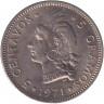 Монета. Доминиканская республика. 5 сентаво 1971 год.
