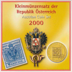 Монета. Австрия. Годовой набор  2000 год. В буклете. 150 лет первой австрийской марке.