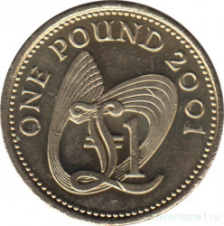 Монета. Великобритания. Гернси. 1 фунт 2001 год.