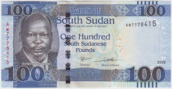 Банкнота. Южный Судан. 100 фунтов 2019 год. Тип 15.