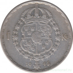 Монета. Швеция. 1 крона 1946 год.