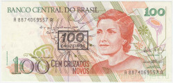 Банкнота. Бразилия. 100 крузейро 1990 год. Тип 224b. Банкнота. Бразилия. 100 крузейро 1990 год. Тип 224b.