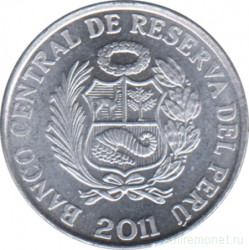 Монета. Перу. 1 сентимо 2011 год.