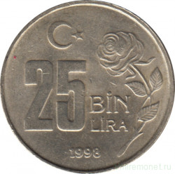 Монета. Турция. 25000 лир 1998 год.