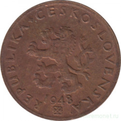 Монета. Чехословакия. 20 геллеров 1948 год.