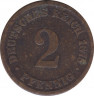 Монета. Германия (Германская империя 1871-1922). 2 пфеннига 1875 год. (A). ав.