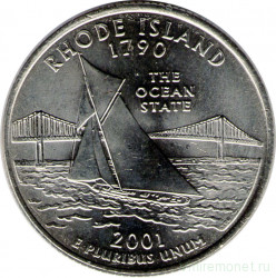 Монета. США. 25 центов 2001 год. Штат № 13 Род-Айленд. Монетный двор P.