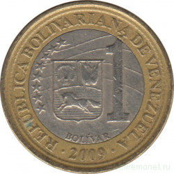 Монета. Венесуэла. 1 боливар 2009 год.