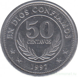 Монета. Никарагуа. 50 сентаво 1997 год.
