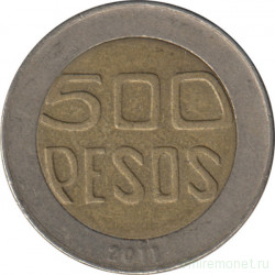 Монета. Колумбия. 500 песо 2011 год.