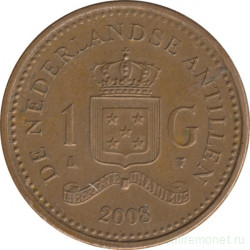 Монета. Нидерландские Антильские острова. 1 гульден 2008 год.