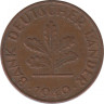  Монета. ФРГ. 1 пфенниг 1949 год. Монетный двор - Карлсруэ (G). ав.