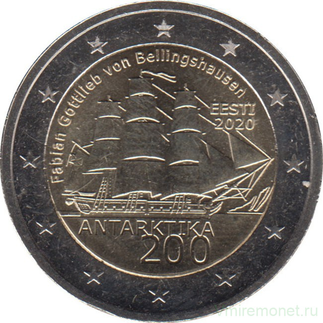 Монета. Эстония. 2 евро 2020 год. 200 лет открытию Антарктиды.