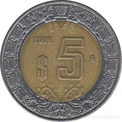 Монета. Мексика. 5 песо 2006 год.