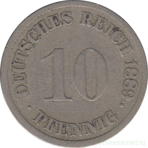 Монета. Германия (Германская империя 1871-1922). 10 пфеннигов 1889 год. (G).