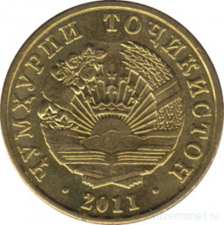 Монета. Таджикистан. 2 дирама 2011 год.