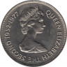 Монета. Джерси (Великобритания). 25 пенсов 1977 год. 25 лет правления королевы Елизаветы II. рев.