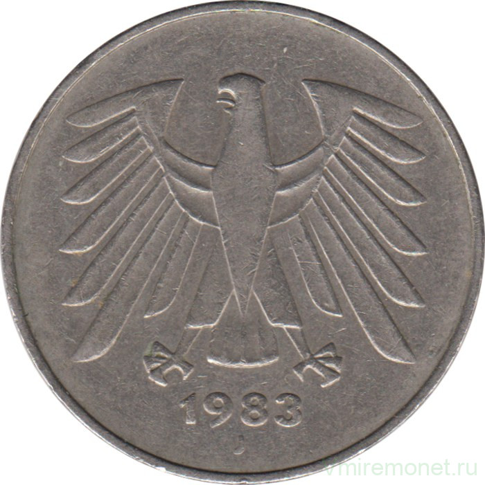 Монета. ФРГ. 5 марок 1983 год. Монетный двор - Гамбург (J).
