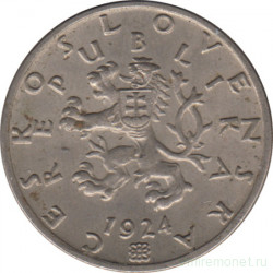 Монета. Чехословакия. 50 геллеров 1924 год.