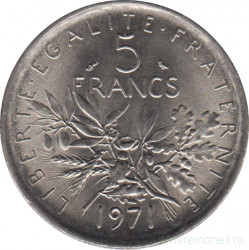 Монета. Франция. 5 франков 1971 год.