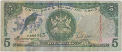 Банкнота. Тринидад и Тобаго. 5 долларов 2002 год. Тип 42b.