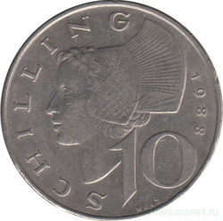 Монета. Австрия. 10 шиллингов 1988 год.