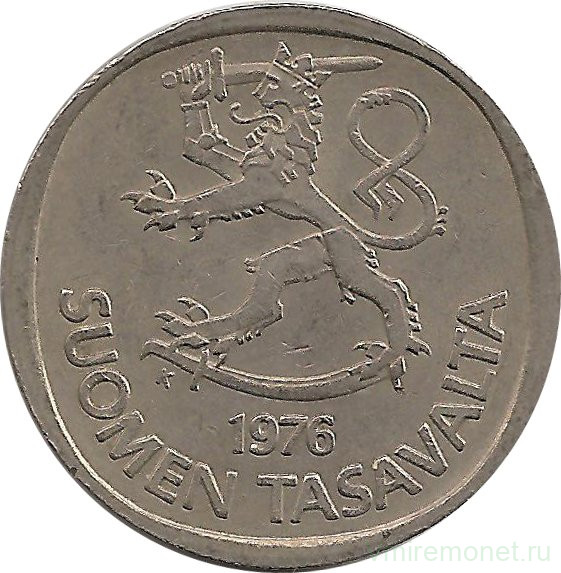 Монета. Финляндия. 1 марка 1976 год.