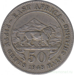 Монета. Британская Восточная Африка. 50 центов 1948 год.