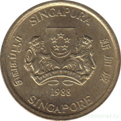 Монета. Сингапур. 5 центов 1988 год.