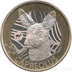 Монета. Швейцария. 10 франков 2019 год. Европейская косуля.