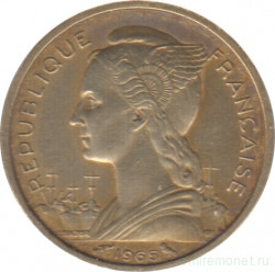 Монета. Французское Сомали. 10 франков 1965 год.