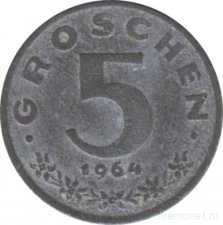 Монета. Австрия. 5 грошей 1964 год.