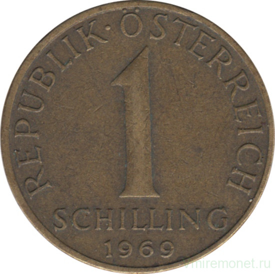 Монета. Австрия. 1 шиллинг 1969 год.