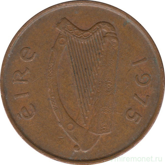Монета. Ирландия. 2 пенса 1975 год.