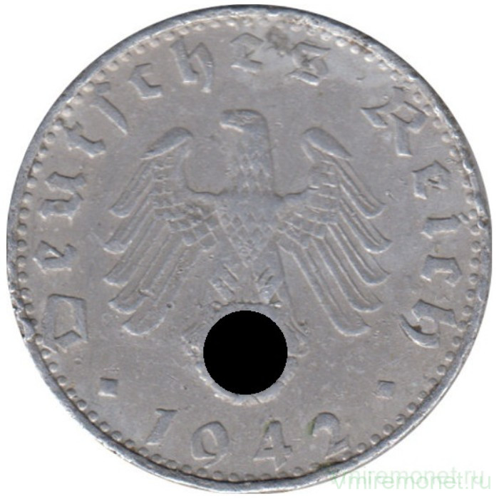 Монета. Германия. Третий Рейх. 50 рейхспфеннигов 1942 год. Монетный двор - Вена (B).