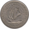 Монета. Британские Восточные Карибские территории. 25 центов 1955 год. ав.