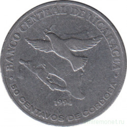 Монета. Никарагуа. 50 сентаво 1994 год.
