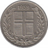 Монета. Исландия. 10 аурар 1959 год. ав.