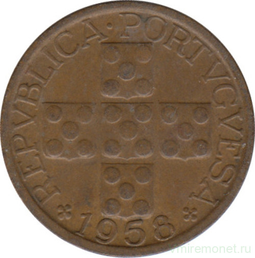 Монета. Португалия. 10 сентаво 1958 год.