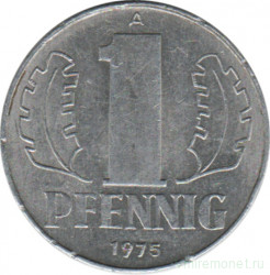 Монета. ГДР. 1 пфенниг 1975 год.